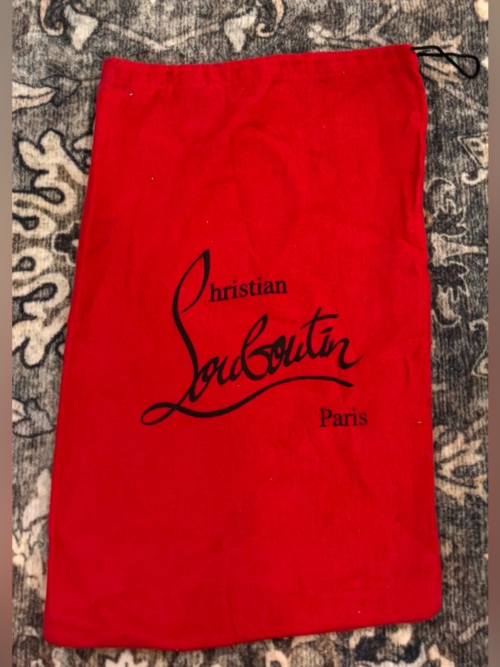 Christian Louboutin Red Fabric Dust Bag Logo Drawstring Shoe Bag